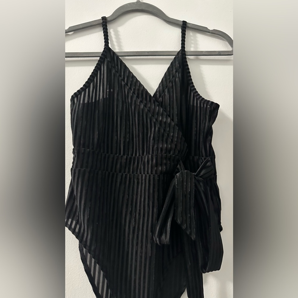 Forever 21 Black velour/sheer bodysuit size Small
